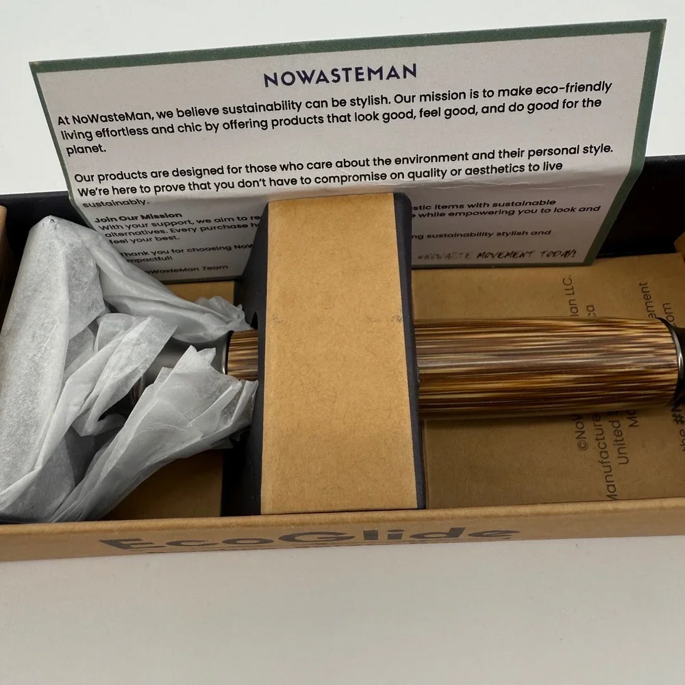 NOWASTEMAN EcoGlide Bamboo Safety‎ Razor Reusable Eco Friendly Shaving Set